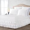 100% Cotton 800 TC Luxury Multi Ruffle Bed Skirt Elastic Dust Ruffles with Wrap Around Bed Skirt 18 Inch Tailored Drop, Twin, White view 1
