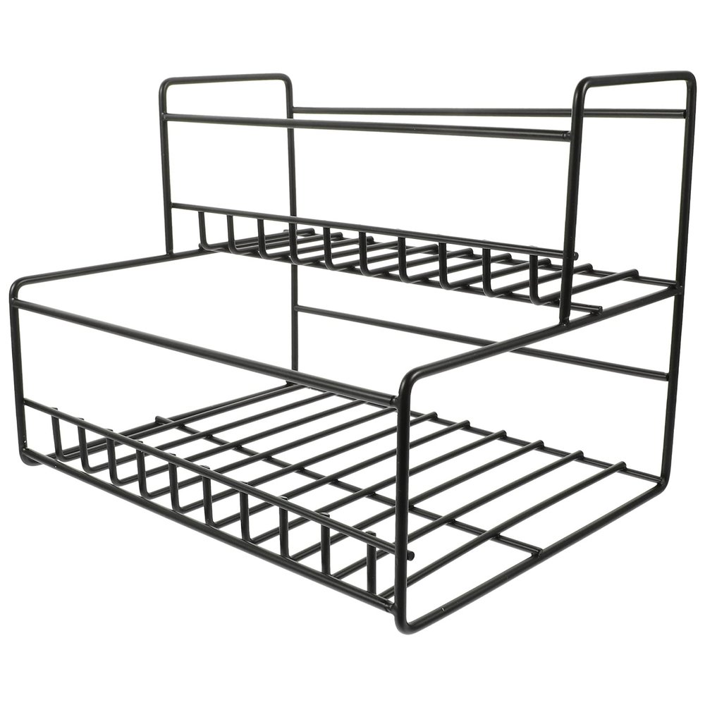 Cabilock Iron Syrup Rack 2-tier Spice Storage Kitchen Pantry Organizer Countertop Easy-clean Strong Capacity