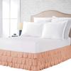100% Cotton 800 TC Luxury Multi Ruffle Bed Skirt Elastic Dust Ruffles with Wrap Around Bed Skirt 18 Inch Tailored Drop, RV Bunk 42X80, Peach view 1