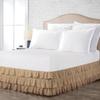 100% Cotton 800 TC Luxury Multi Ruffle Bed Skirt Elastic Dust Ruffles with Wrap Around Bed Skirt 18 Inch Tailored Drop, Twin XXL, Taupe view 1