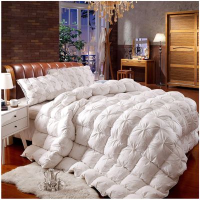 ZTGL Pinch Pleat Goose Feathers Down Duvet 95% Down Extra Warmth 100% Cotton Shell Luxury Full/Queen Size Quilt Comforter, Super Soft, Warm and Breathability,White,180x220cm/2.5kg