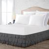 100% Cotton 800 TC Luxury Multi Ruffle Bed Skirt Elastic Dust Ruffles with Wrap Around Bed Skirt 18 Inch Tailored Drop, California King, Dark Grey view 1