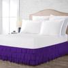 100% Cotton 800 TC Luxury Multi Ruffle Bed Skirt Elastic Dust Ruffles with Wrap Around Bed Skirt 18 Inch Tailored Drop, California King, Purple view 1