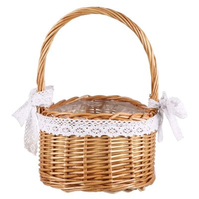 Cabilock 1pc Handmade Woven Lace Flower Basket for Storage Decorative Woven Container for Home Organization for Bedrooms Bathrooms and Craft Areas