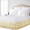 100% Cotton 800 TC Luxury Multi Ruffle Bed Skirt Elastic Dust Ruffles with Wrap Around Bed Skirt 18 Inch Tailored Drop, Short Queen, Ivory view 1