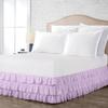 100% Cotton 800 TC Luxury Multi Ruffle Bed Skirt Elastic Dust Ruffles with Wrap Around Bed Skirt 18 Inch Tailored Drop, Twin, Lilac view 1