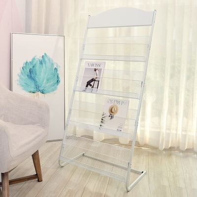 MTSON Magazine Holders for Shelves, Commercial Literature/Magazine Rack Single Storage Rack with 4 Mesh Pockets, for Trade Show, Exhibitions, School (Color : White)
