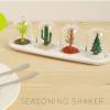 4Pcs Seasoning Storage Container, Kitchen Seasoning Jar with Tray Seasoning Shaker Four Seasons Design Cute Design Seasoning Shaker Kitchen Spice Jar Set for Home(A) view 2
