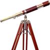 Royal Single Barrel Authentic Design Nickel Finish Leather Covered Brown Tripod Telescope view 2