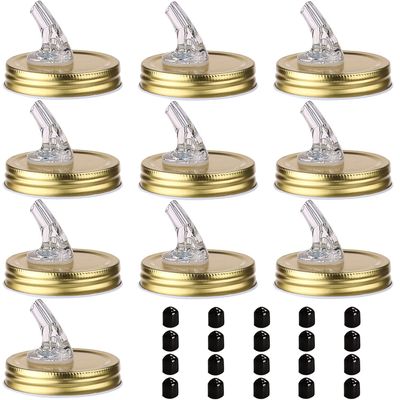 Mason Jar Pour Spouts. free flow Mason Jar Pour Spouts, mason jar for spout regular mouth size 70mm dispenser germination cover. Suitable for any liquid. LeakProof 10Pack + 20 Black Lid Caps (10