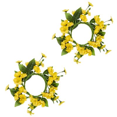 10" Yellow Daisy Candle Ring, Set of 2