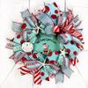 Santa on Paddle Board Coastal, Beach, Nautical Santa Christmas Wreath, Sand Dollar, Starfish, Seashells & Nautical Rope Knots, Bow view 3