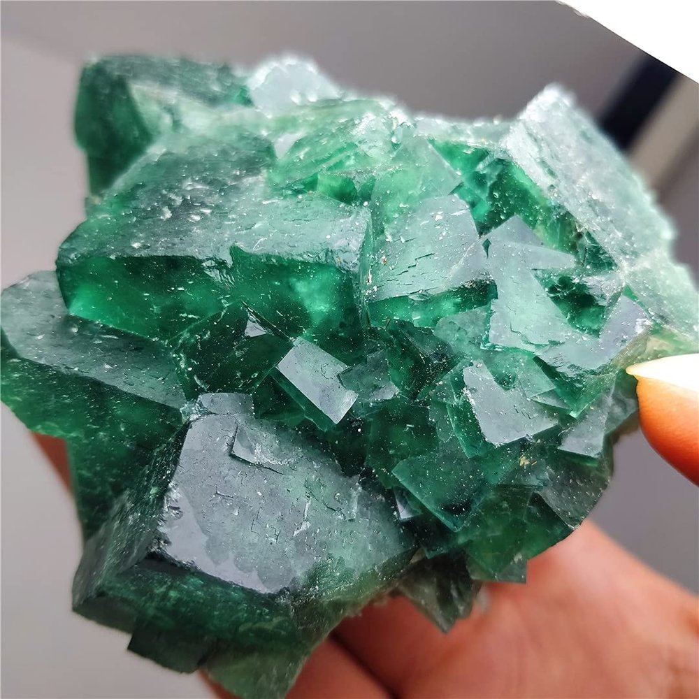 HXSCOO Natural Raw Crystal Stone Unpolished Green Fluorite Rough Rock Oblique Cube Cluster Crystals Reiki Decor (Size : 1000g)