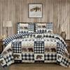 Market & Place 2 Piece Reversible Quilt Set with Sham | Twin Cabin Comforter Set | Rustic Bear Buffalo Check Lodge Bedding | Orson Collection (Twin, Navy/Taupe) view 1