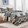 Market & Place 2 Piece Reversible Quilt Set with Sham | Twin Cabin Comforter Set | Rustic Bear Buffalo Check Lodge Bedding | Orson Collection (Twin, Navy/Taupe) view 2