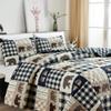 Market & Place 2 Piece Reversible Quilt Set with Sham | Twin Cabin Comforter Set | Rustic Bear Buffalo Check Lodge Bedding | Orson Collection (Twin, Navy/Taupe) view 4