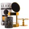 ALEC (Old Plastic Model) Clear Hurricane Automatic Candle Holder & Extinguisher with Rechargeable Timer Lid & Stand w/Decorative Insert | Small Gold Pillar & Votive Candle Holder for Home Centerpiece view 1