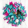 FA La La Flamingo Christmas Coastal, Beach, Nautical Christmas Wreath, Sand Dollar, Starfish, Ornaments, Bow view 4