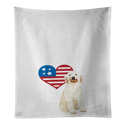 Caroline's Treasures WDK4132WTKT Doodle Cream #6 Patriotic White Kitchen Towel Set of 2 Dish Towels Decorative Bathroom Hand Towel for Hand, Face, Hair, Yoga, Tea, Dishcloth, 19 X 25, White