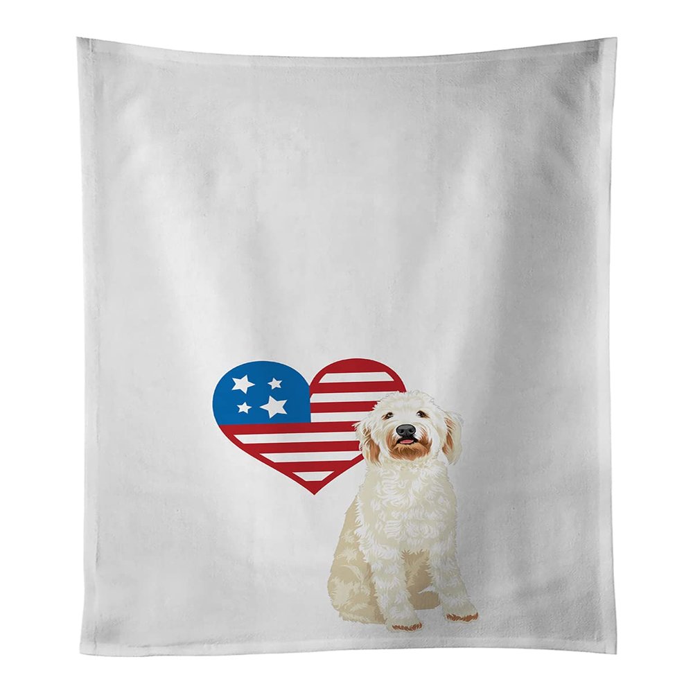 Caroline's Treasures WDK4132WTKT Doodle Cream #6 Patriotic White Kitchen Towel Set of 2 Dish Towels Decorative Bathroom Hand Towel for Hand, Face, Hair, Yoga, Tea, Dishcloth, 19 X 25, White
