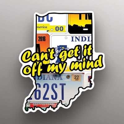 Can't Get It Off My Mind | Indiana | State Shape | Great Gift Idea|Single |5 Inch Magnet | Made in The USA | Car Auto Tool Box RefrigeratorMagnet |FBMMAG11839