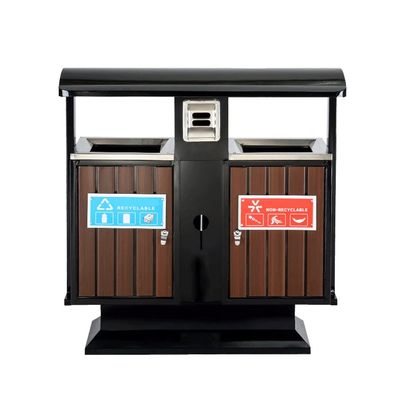 BNNP Outdoor/Indoor Trash Can Outdoor Large-Capacity Trash Can with Ashtray Trash Can Outdoor Commercial Double-Barrel Classified Trash Can Use in Backyard, Deck, or Patio