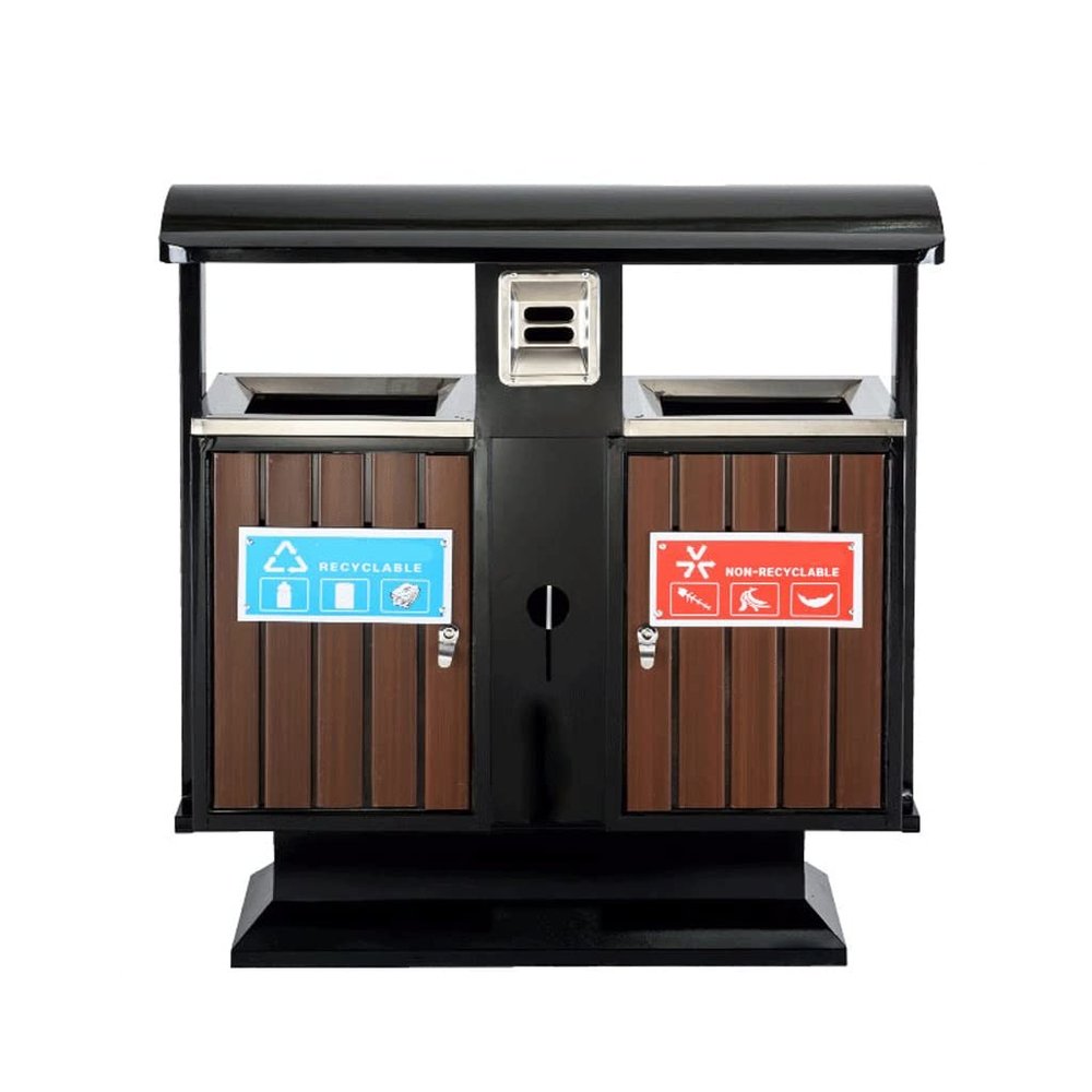 BNNP Outdoor/Indoor Trash Can Outdoor Large-Capacity Trash Can with Ashtray Trash Can Outdoor Commercial Double-Barrel Classified Trash Can Use in Backyard, Deck, or Patio