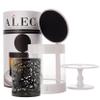ALEC (Old Plastic Model) Clear Hurricane Automatic Candle Holder & Extinguisher with Rechargeable Timer Lid & Stand w/Decorative Insert | Small White Pillar Votive Candle Holder for Home Centerpiece view 1