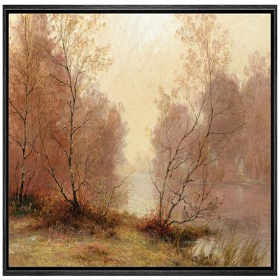 SIGNLEADER Framed Canvas Print Wall Art Sunlight in Autumn Fall Forest Trees Nature Wilderness Illustrations Fine Art Decorative Landscape Colorful for Living Room, Bedroom, Office - 16"x24" Black