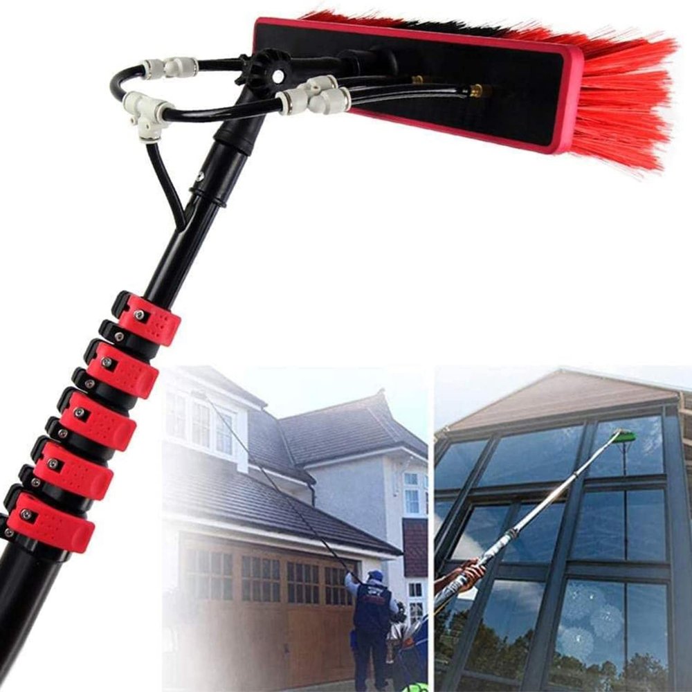 Window Cleaning Pole, Water Fed Telescopic Brush, Extendable Cleaner Conservatory Roof, Cleaning and Washing Tool ,12FT/3.6M