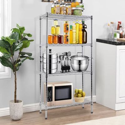 4-Tier Storage Shelves Wire Shelving Shelf Organizer Height Adjustable Heavy Duty Metal Shelving NSF Certified 36"Lx14"Wx54"H Shelves for Storage for Bathroom Office Closet Organization(CHROME)
