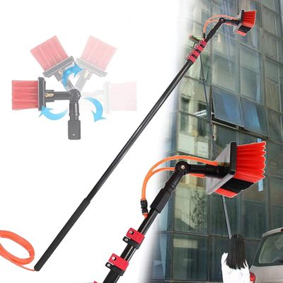 SHENUZ Water Fed Pole Kit, Water Fed Telescopic Brush, Extendable Cleaner Conservatory Roof, with 4-Hole Water Fed Brush Head for Window Glass, Solar Panel,18FT/5.4M