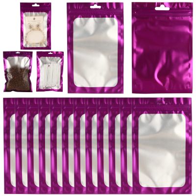 120 PCS-7x10 Reclosable Mylar Bags Purple for Food Storage, Resealable Mylar Bag 1 Quart with Clear Window for Small Businesses, Smell Proof Aluminum Foil Edible Packaging Bag for Candies