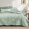 Bedsure Floral Quilt King - Reversible Mint Green Botanical Quilt Bedding Lightweight Bedspread, Soft Microfiber Coverlet for All Seasons (106"x96") view 1