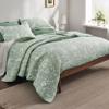 Bedsure Floral Quilt King - Reversible Mint Green Botanical Quilt Bedding Lightweight Bedspread, Soft Microfiber Coverlet for All Seasons (106"x96") view 3