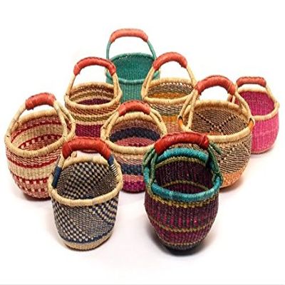 Mini 7"- 9" Across African Bolga Ghana Basket Fair Trade toys Easter Eggs basket (COLORS VARY) 1 EA