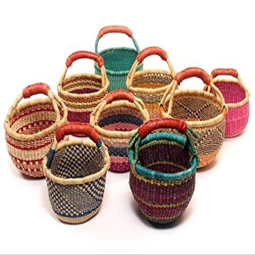 Mini 7"- 9" Across African Bolga Ghana Basket Fair Trade toys Easter Eggs basket (COLORS VARY) 1 EA