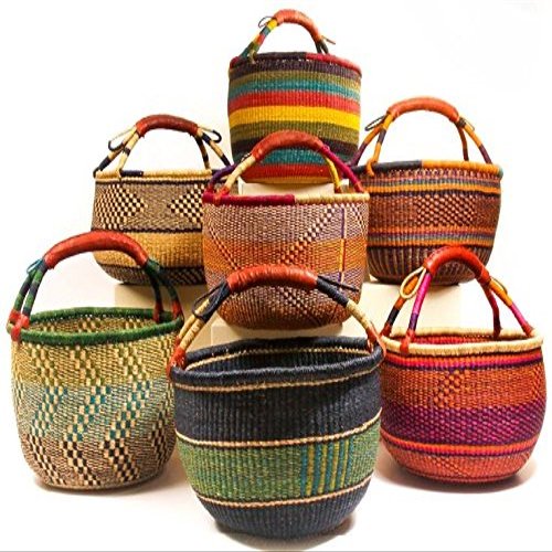 Medium African Bolga Ghana Basket Fair Trade toys Easter Eggs basket 11"-13" Across (COLORS VARY) 1 EA