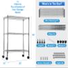 3 Tier Shelves for Storage, 450 lbs Storage Shelves Metal Shelving with Wheels Steel Shelving Unit Heavy Duty Wire Shelving Adjustable Storage Rack for Kitchen Laundry 23"L*13"W*32"H Chrome view 3