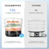 Cozeemax 3 Tier Electric Food Steamer for Cooking, 13.7QT Vegetable Steamer for Fast Simultaneous Cooking, Veggie Steamer, Food Steam Cooker, 60 Minute Timer, BPA Free Baskets, 800W(Black) view 2
