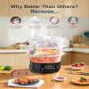 Cozeemax 3 Tier Electric Food Steamer for Cooking, 13.7QT Vegetable Steamer for Fast Simultaneous Cooking, Veggie Steamer, Food Steam Cooker, 60 Minute Timer, BPA Free Baskets, 800W(Black) view 3