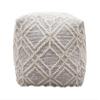 LOOMINAIRE Handmade ADDO Wool, Cotton Natural Fiber Easy Maintenance Pouf/Footstool for Living Room Bed Room Family Room (Silver) view 1