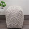 LOOMINAIRE Handmade ADDO Wool, Cotton Natural Fiber Easy Maintenance Pouf/Footstool for Living Room Bed Room Family Room (Silver) view 2