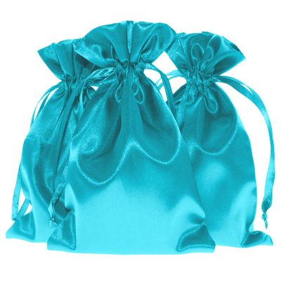 Knitial 5" x 8" Teal Satin Gift Bags, Jewelry Bags, Wedding Favor Drawstring Baby Shower Christmas 50 per Pack