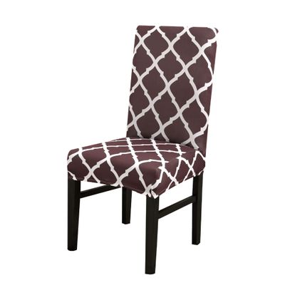 VIKAUL Dining Chair Covers, Stretch Printed Chair Slipcovers, Removable Washable Seat Covers Elastic Chair Protector, Chair Seat Covers for Dining Room Banquet, Set of 4,Coffee