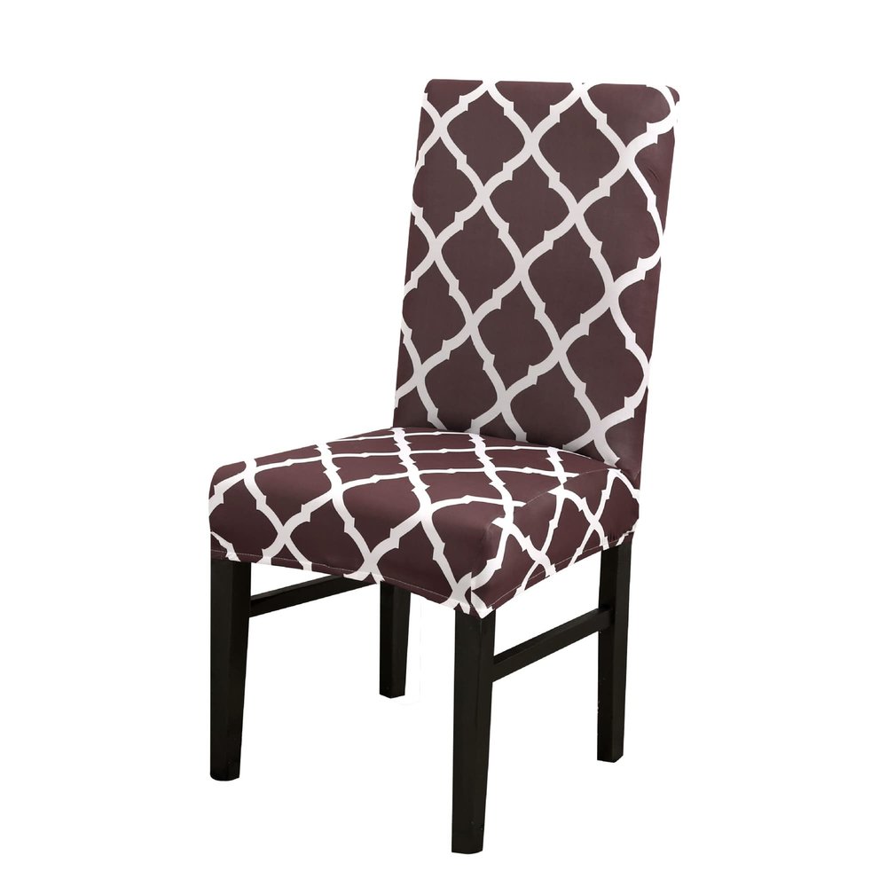 VIKAUL Dining Chair Covers, Stretch Printed Chair Slipcovers, Removable Washable Seat Covers Elastic Chair Protector, Chair Seat Covers for Dining Room Banquet, Set of 4,Coffee