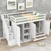 Harper & Bright Designs Twin Size Loft Bed with 2 Wardrobes, 2 Drawers, 3 Shelves and Storage Staircase, Solid Wood Multi-Function Loft Bed with Full Length Guardrail, White view 1