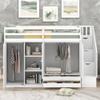 Harper & Bright Designs Twin Size Loft Bed with 2 Wardrobes, 2 Drawers, 3 Shelves and Storage Staircase, Solid Wood Multi-Function Loft Bed with Full Length Guardrail, White view 4