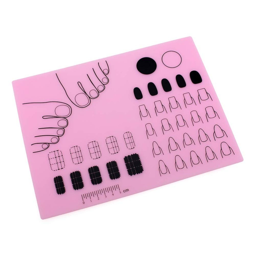 Beavorty Nail Hand Mat Manicure Pad Ruler Nail Art Stamping Plate Polish Practice Pad