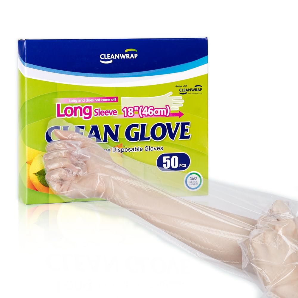 CLEANWRAP Long Sleeve Disposable Gloves (50 pcs) - Mothers Day Gifts for Mom